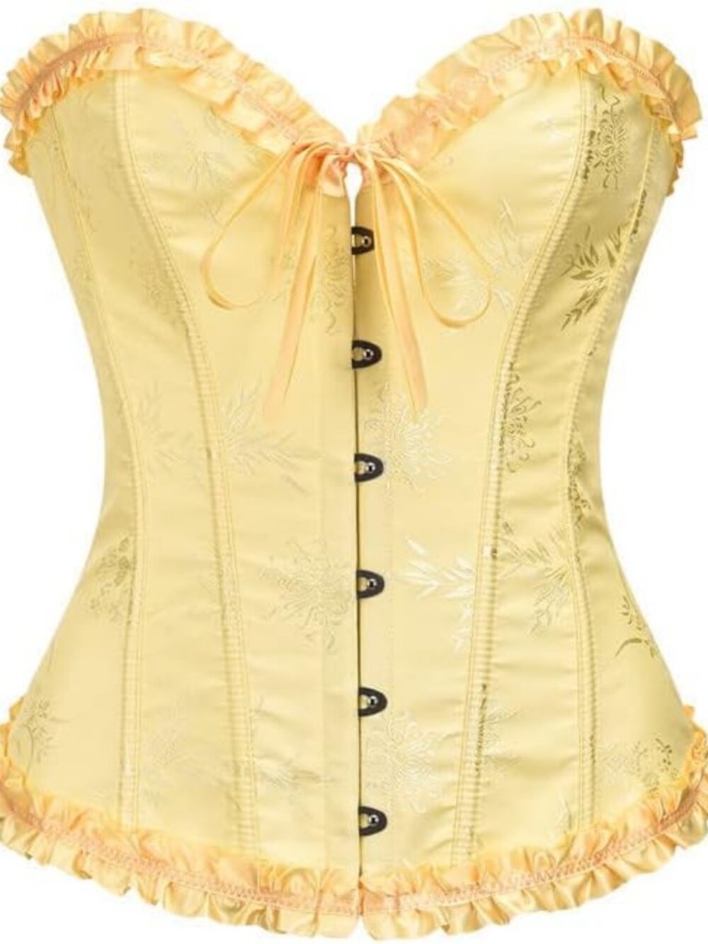 Women's Yellow Sweetheart Neck Renaissance Lace Bustier Corset Lingerie Tops
